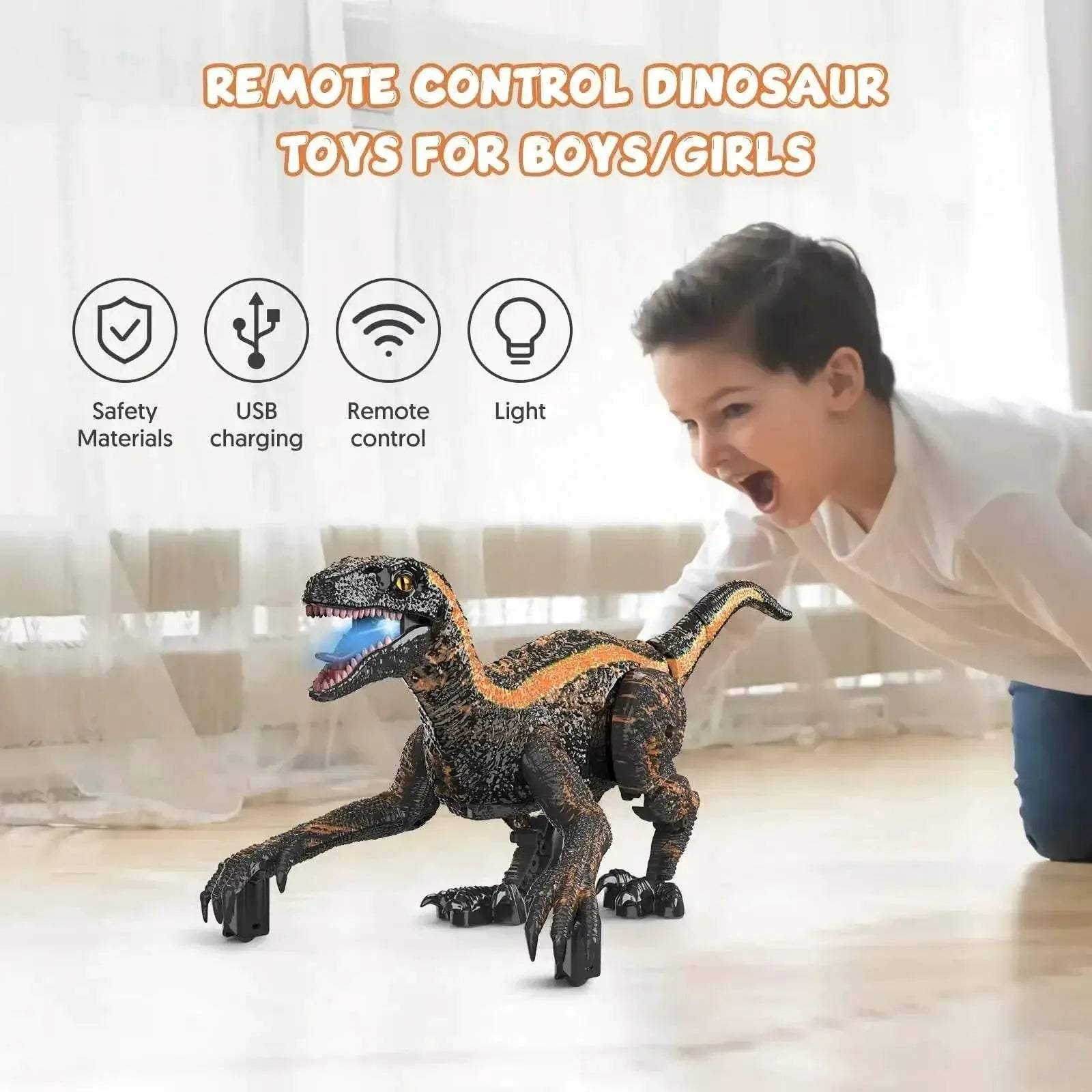 Realistic Remote Control Dinosaur Toy with LED Light for Kids Ages Three to Twelve - ToylandEU