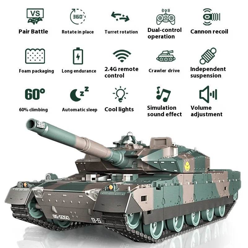 Реалистичен танк с дистанционно управление и 12 канала за момчета - ToylandEU