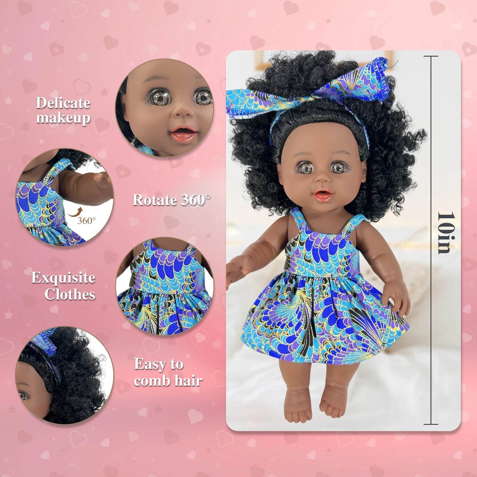 Realistic Silicone 10 Inch Doll Dress Black Gift For Kids - ToylandEU