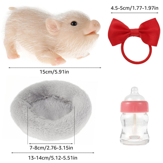 Realistic Soft Silicone Pig Doll Toy Miniature Piglet - ToylandEU