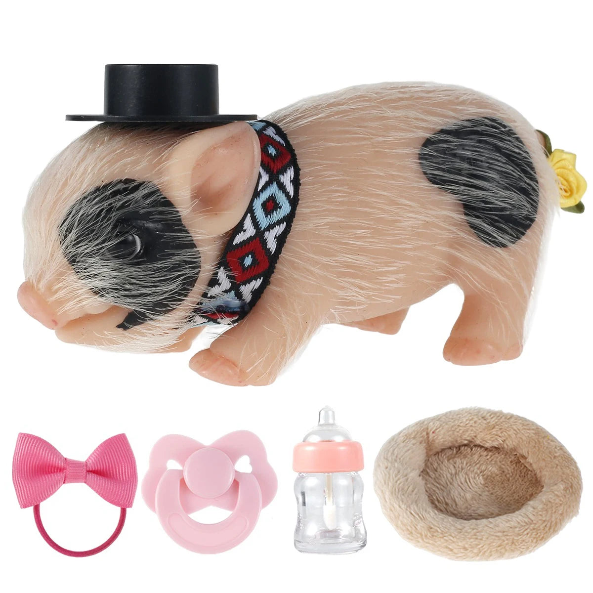 Realistic Soft Silicone Pig Doll Toy Miniature Piglet - ToylandEU