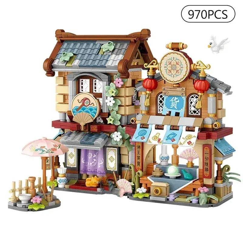 Realistic Street View Building Blocks Izakaya Takoyaki Shop Miniatures - ToylandEU