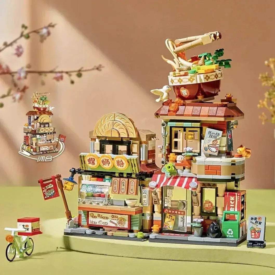Realistic Street View Building Blocks Izakaya Takoyaki Shop Miniatures - ToylandEU