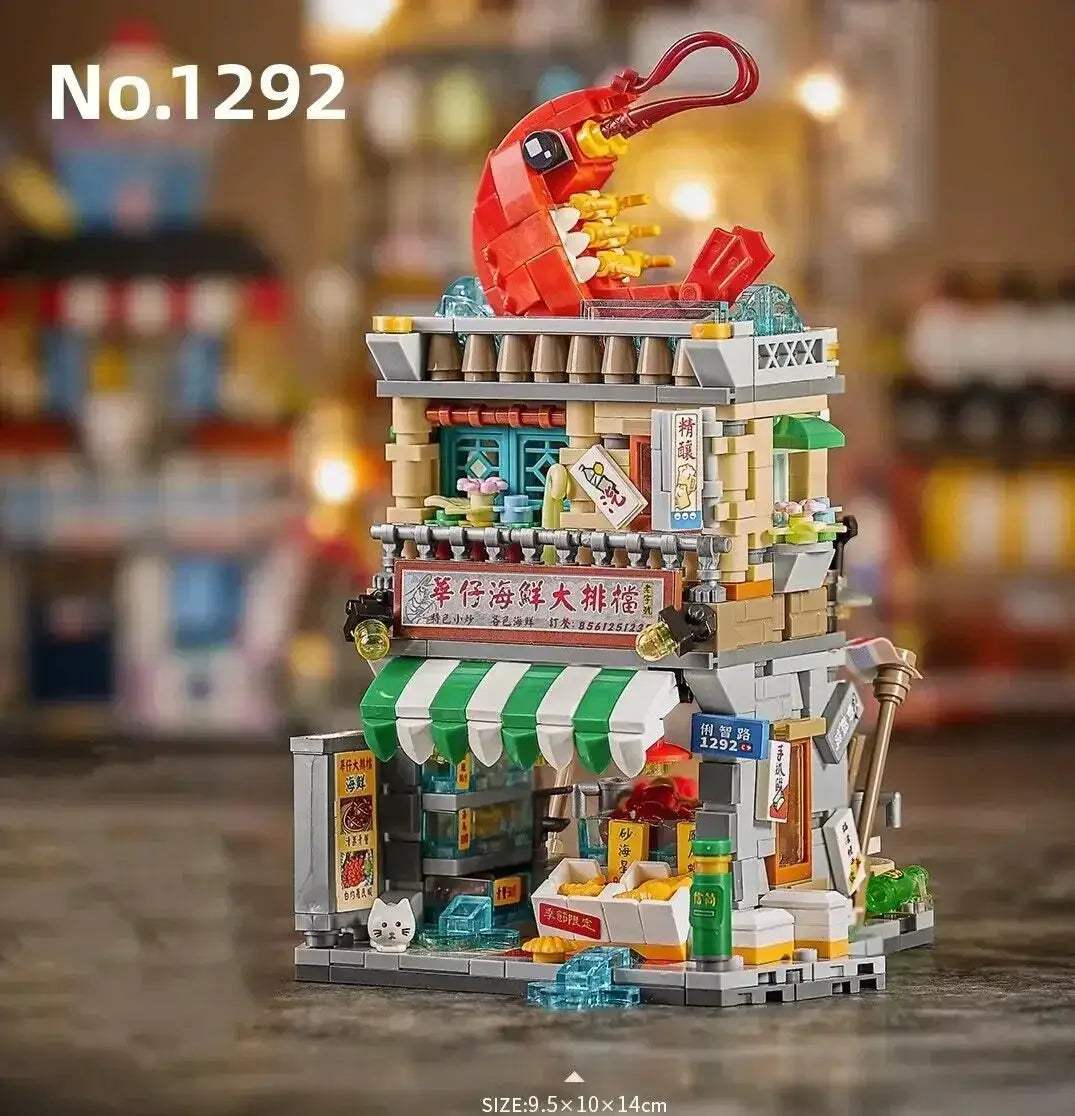 Realistic Street View Building Blocks Izakaya Takoyaki Shop Miniatures - ToylandEU