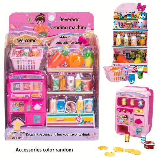 Realistic Vending Machine Play Set With Mini Drink Food Fruit Dispenser For Kids - ToylandEU