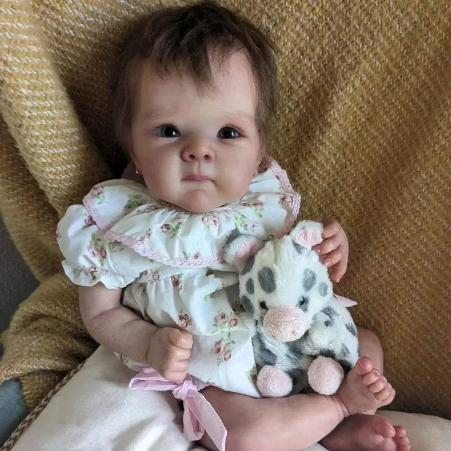 Reborn Baby Doll 50cm Rooted Hair Soft Cloth Body Premium - ToylandEU