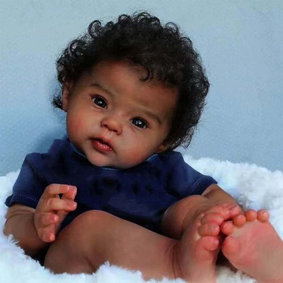 Reborn Baby Doll Black Baby Doll Soft Body And Curly Hair Realistic Newborn Baby Doll Cloth Body - ToylandEU