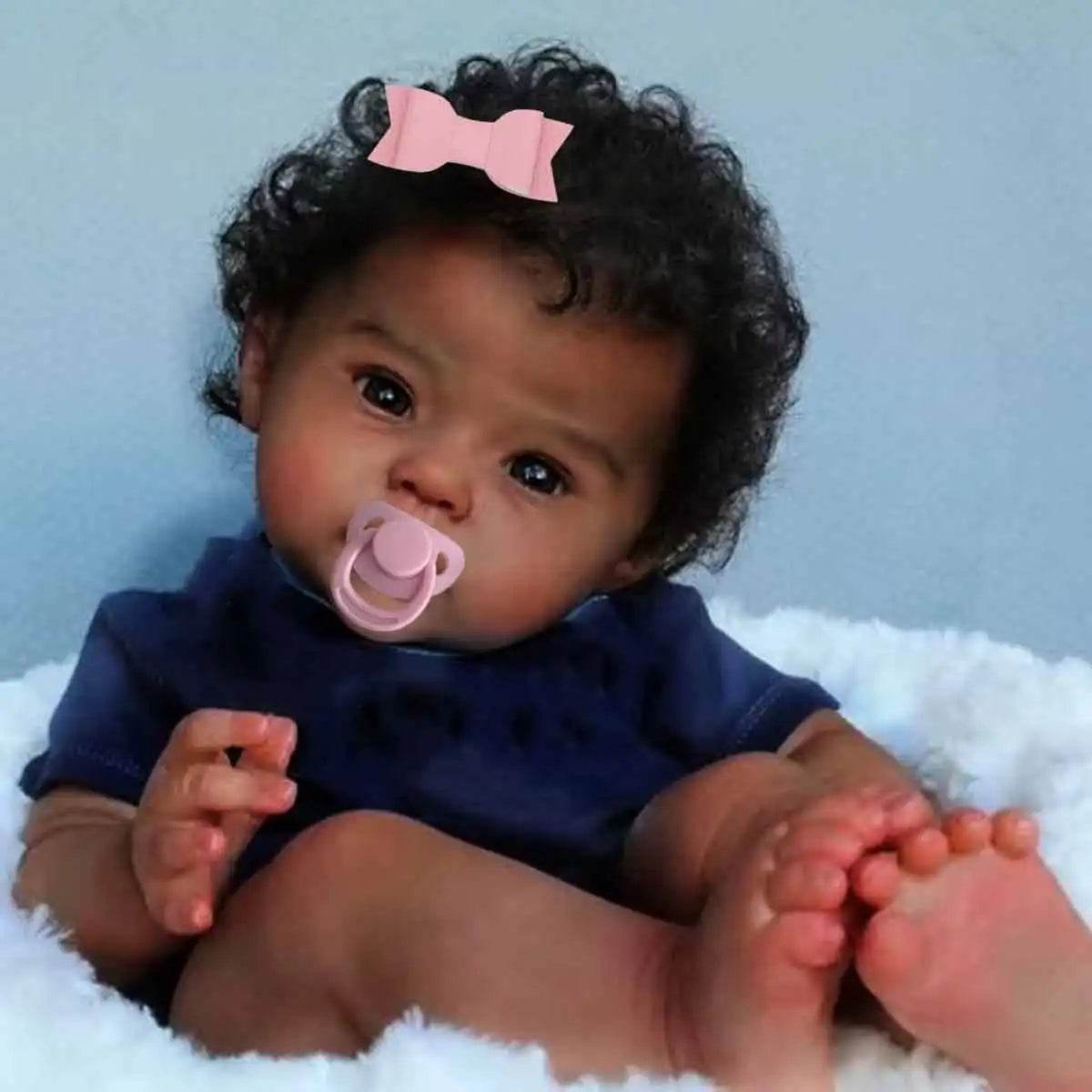 Reborn Baby Doll Black Baby Doll Soft Body And Curly Hair Realistic Newborn Baby Doll Cloth Body - ToylandEU