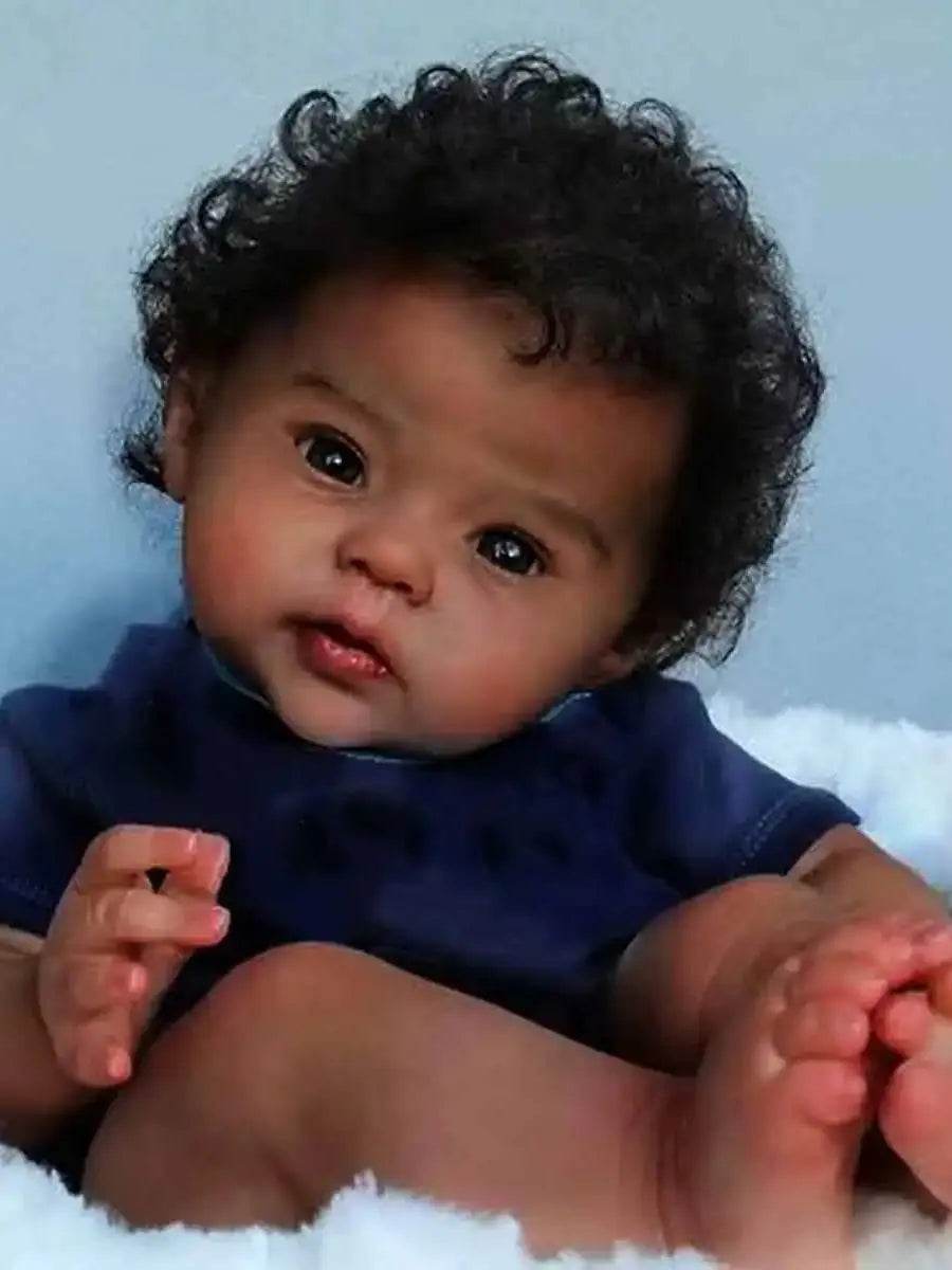 Reborn Baby Doll Black Baby Doll Soft Body And Curly Hair Realistic Newborn Baby Doll Cloth Body - ToylandEU