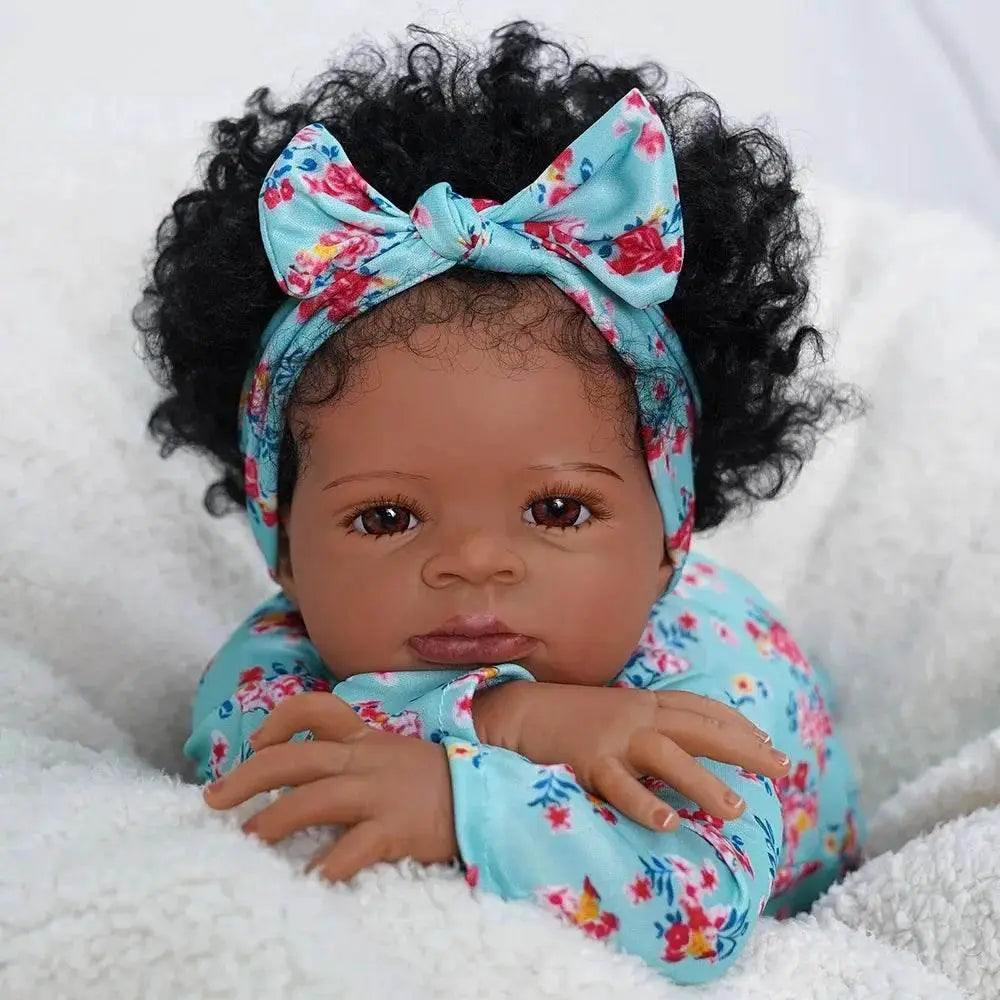  MRB 50CM African American Reborn Baby Doll Lanny Dark Skin Girl Cuddly Doll -  ToylandEU™