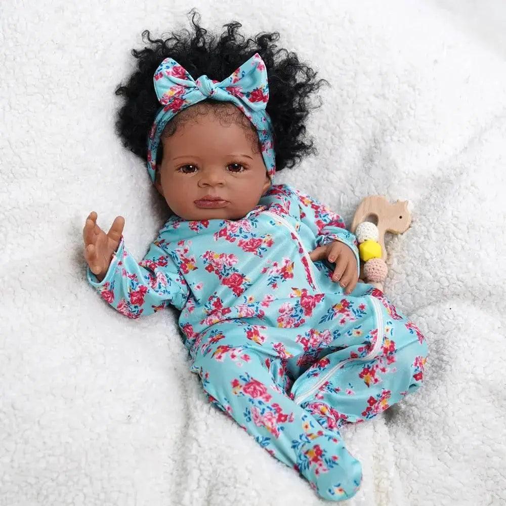  MRB 50CM African American Reborn Baby Doll Lanny Dark Skin Girl Cuddly Doll -  ToylandEU™