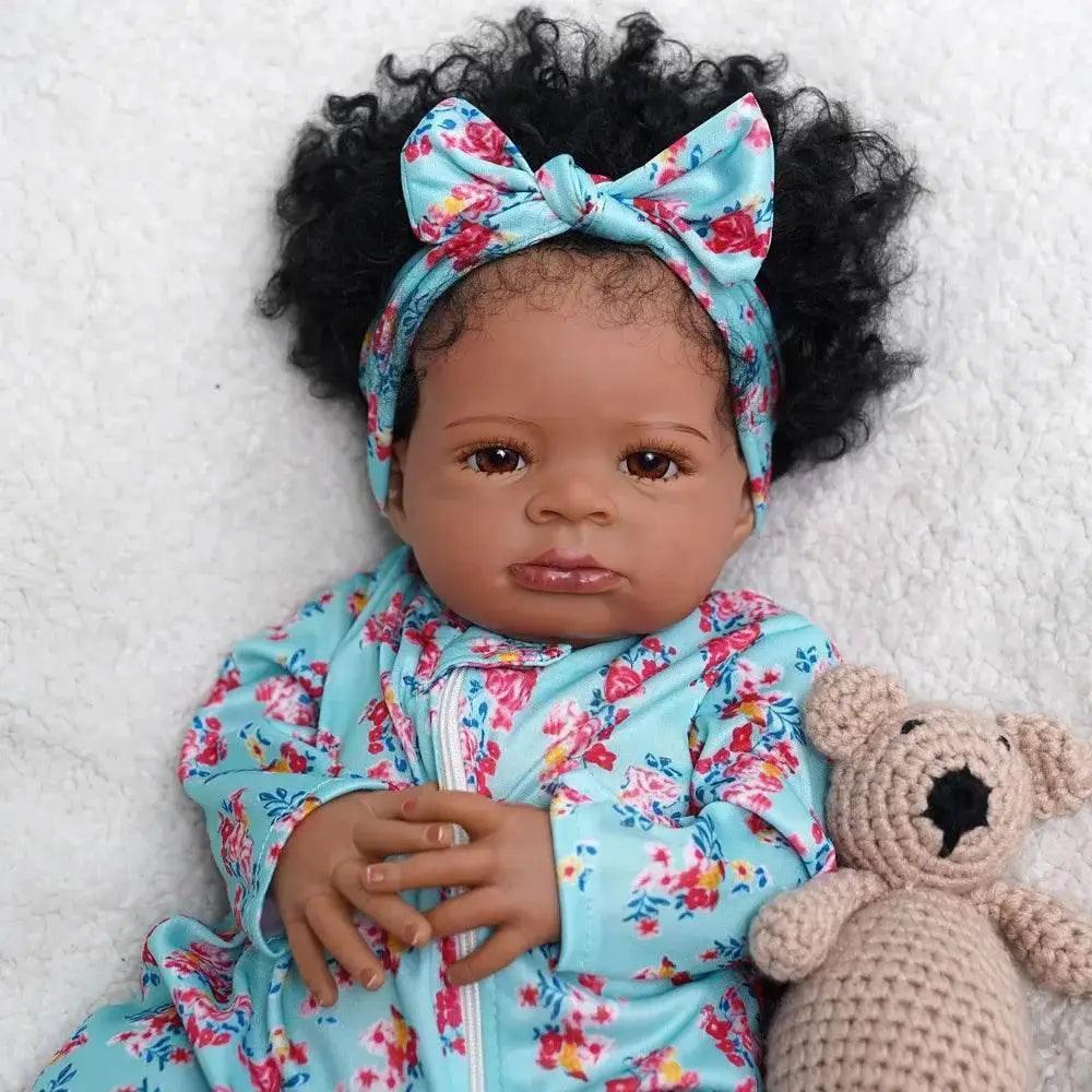  MRB 50CM African American Reborn Baby Doll Lanny Dark Skin Girl Cuddly Doll -  ToylandEU™