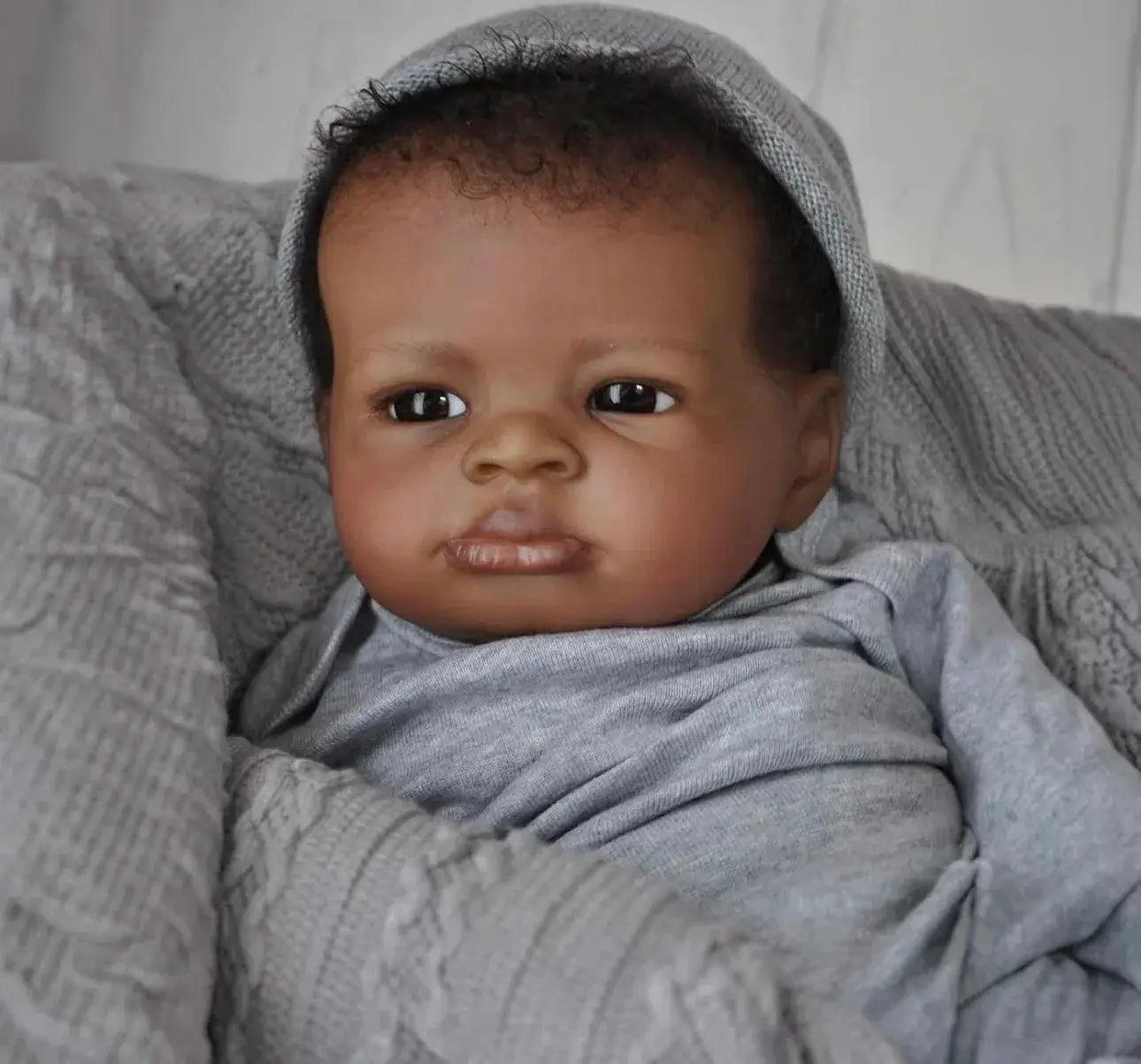  Reborn Doll 18 Inch Lifelike Dark Skin Rooted Hair -  ToylandEU™