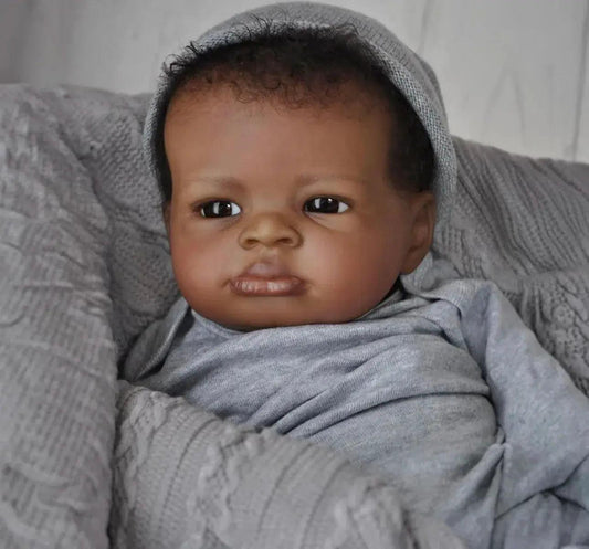  Reborn Doll 18 Inch Lifelike Dark Skin Rooted Hair -  ToylandEU™