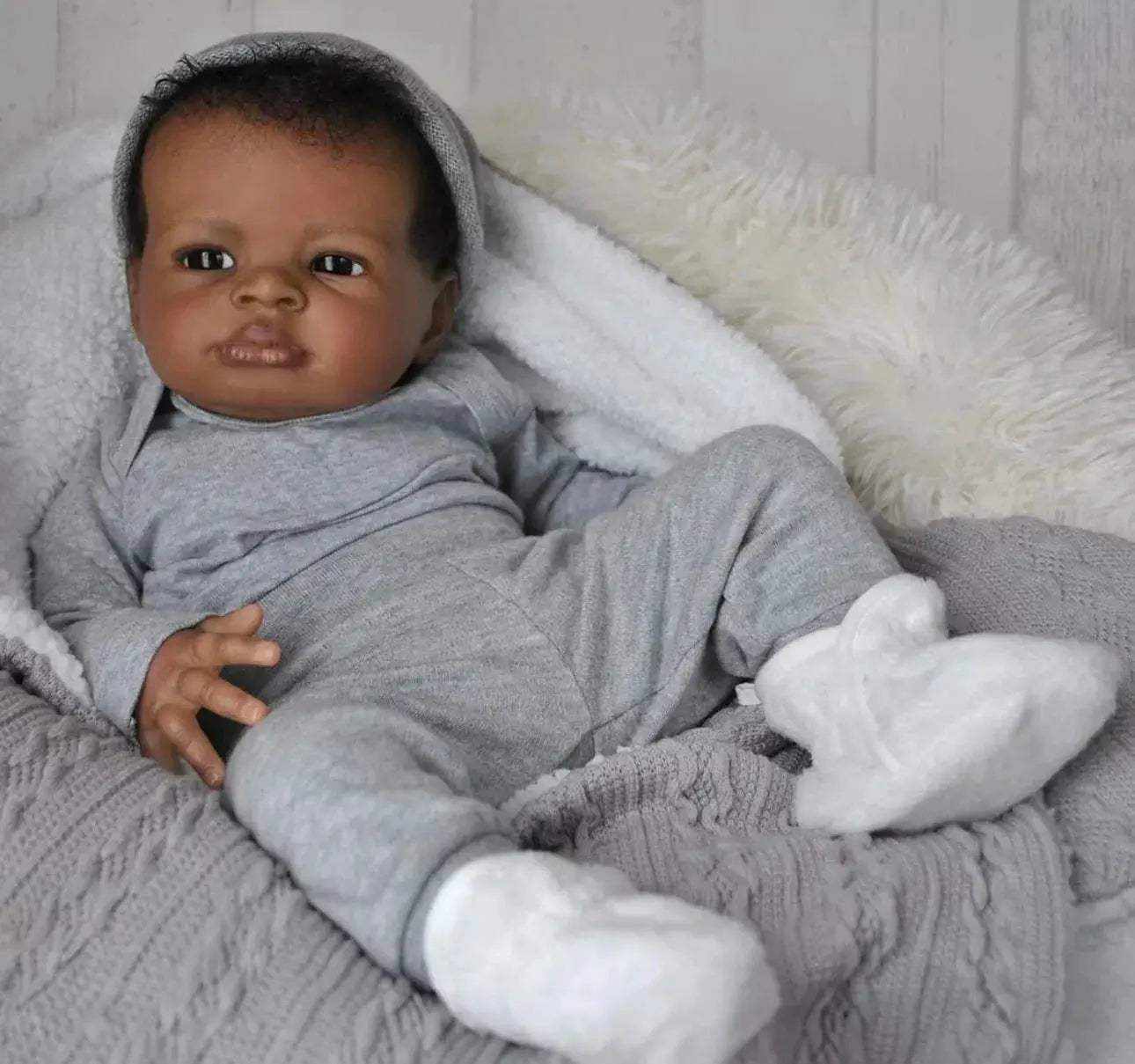  Reborn Doll 18 Inch Lifelike Dark Skin Rooted Hair -  ToylandEU™