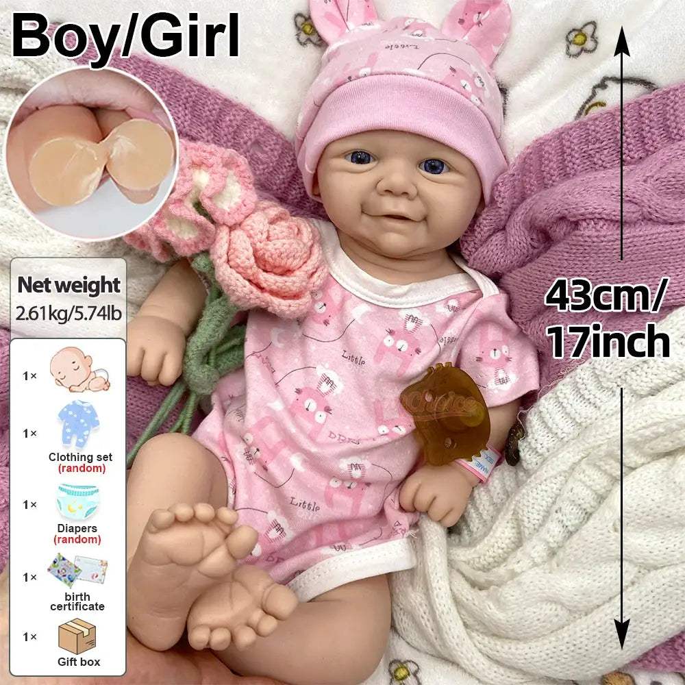 Reborn Doll Silicone 17 Inch Weighted For Anxiety Relief - ToylandEU