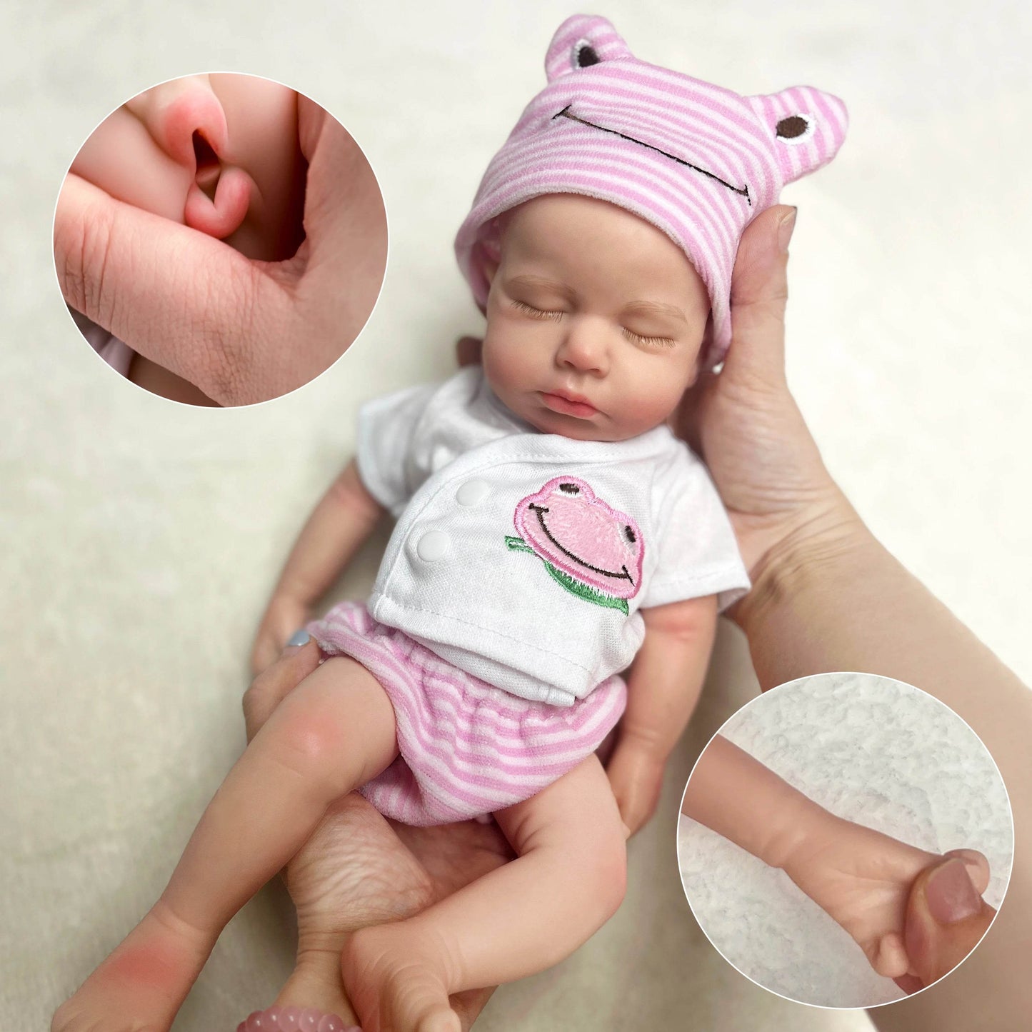 Reborn Dolls 33CM Open Mouth Silicone Loulou Full Body Soft Silicone Painted Newborn Baby Dolls - ToylandEU