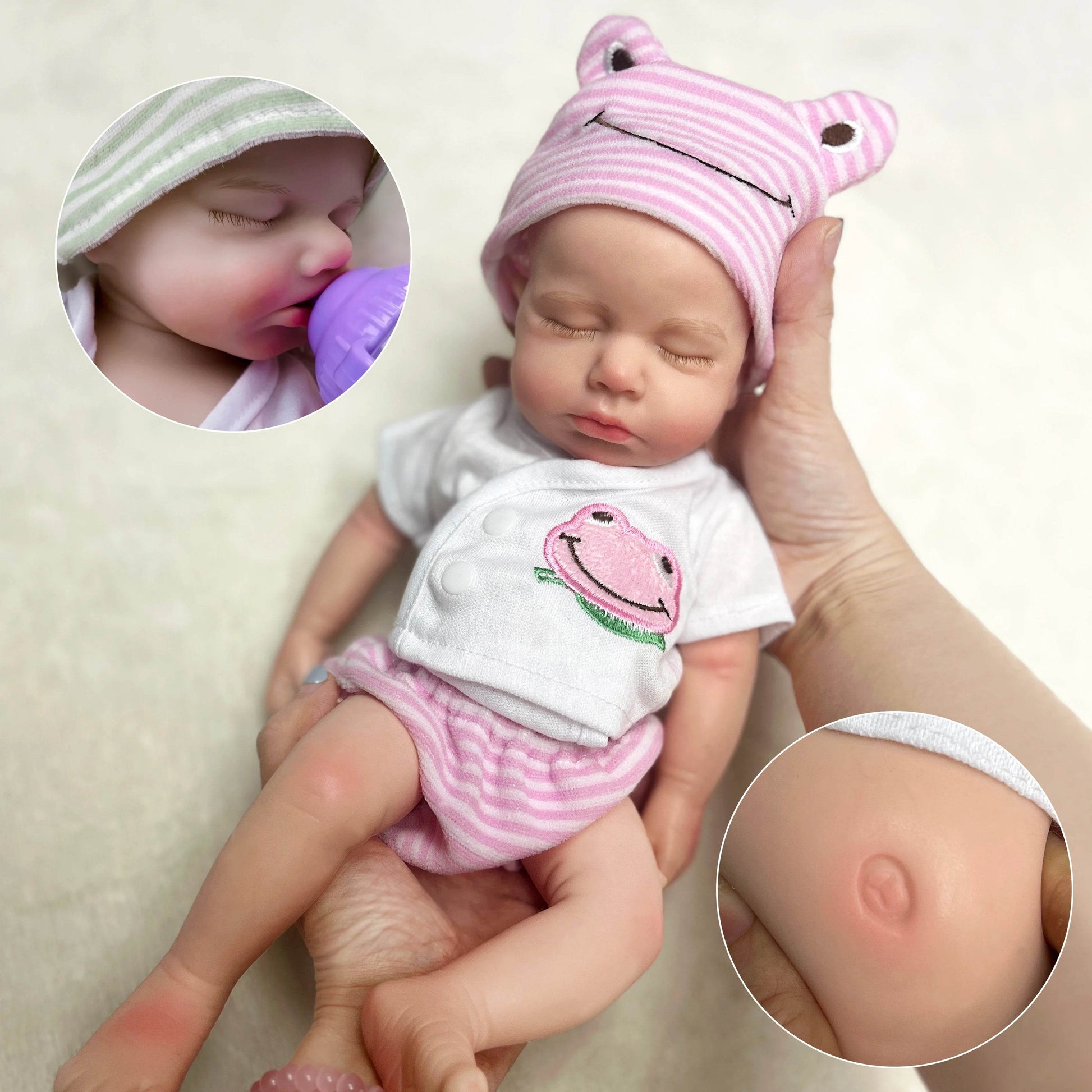 Reborn Dolls 33CM Open Mouth Silicone Loulou Full Body Soft Silicone Painted Newborn Baby Dolls - ToylandEU