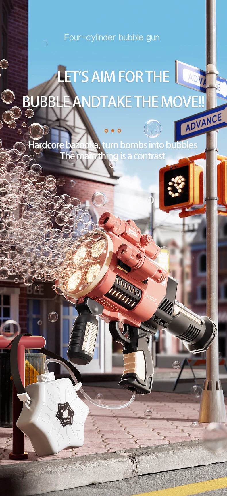 Rechargable Automatic Bubble Machine Gun With Colorful Lights - ToylandEU