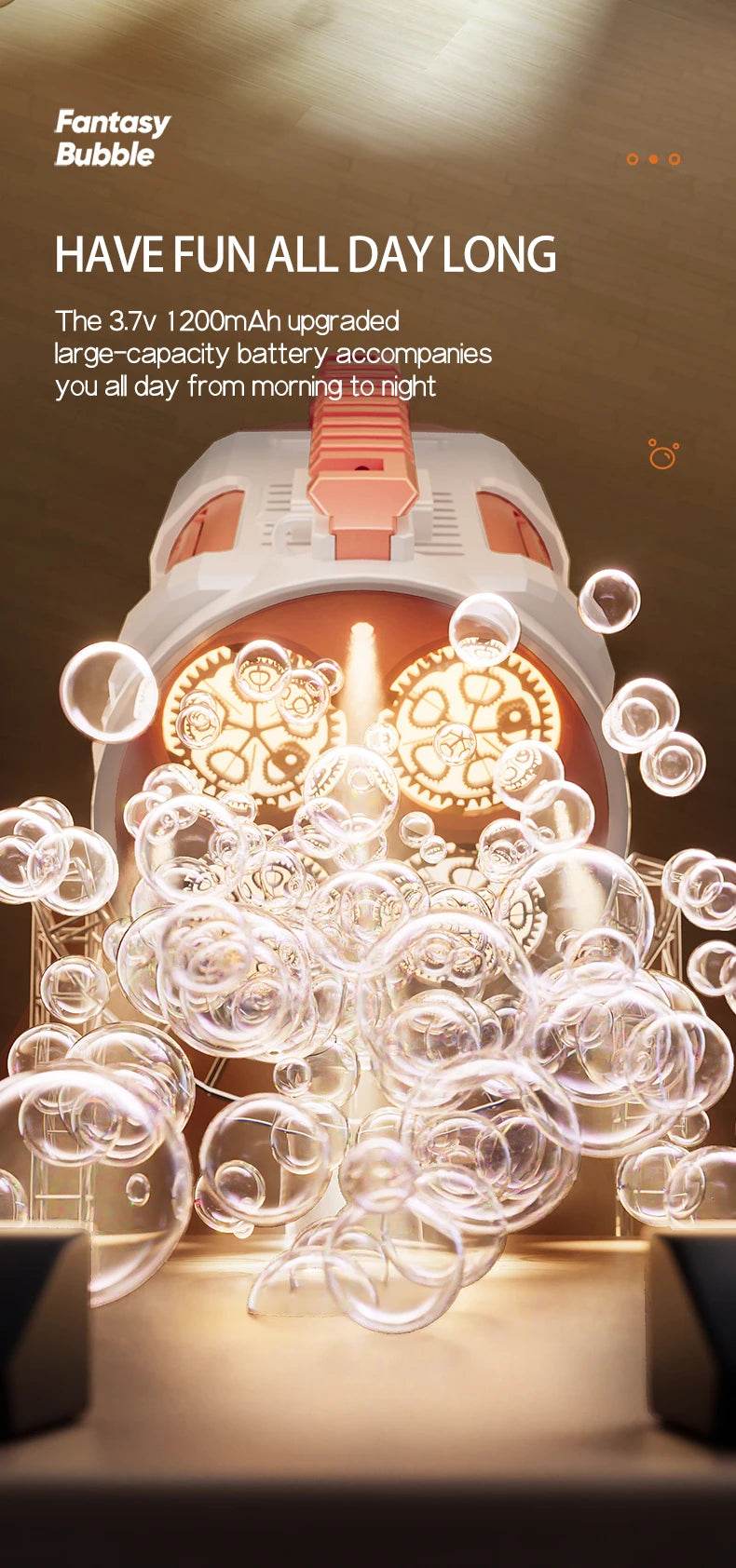 Rechargable Automatic Bubble Machine Gun With Colorful Lights - ToylandEU