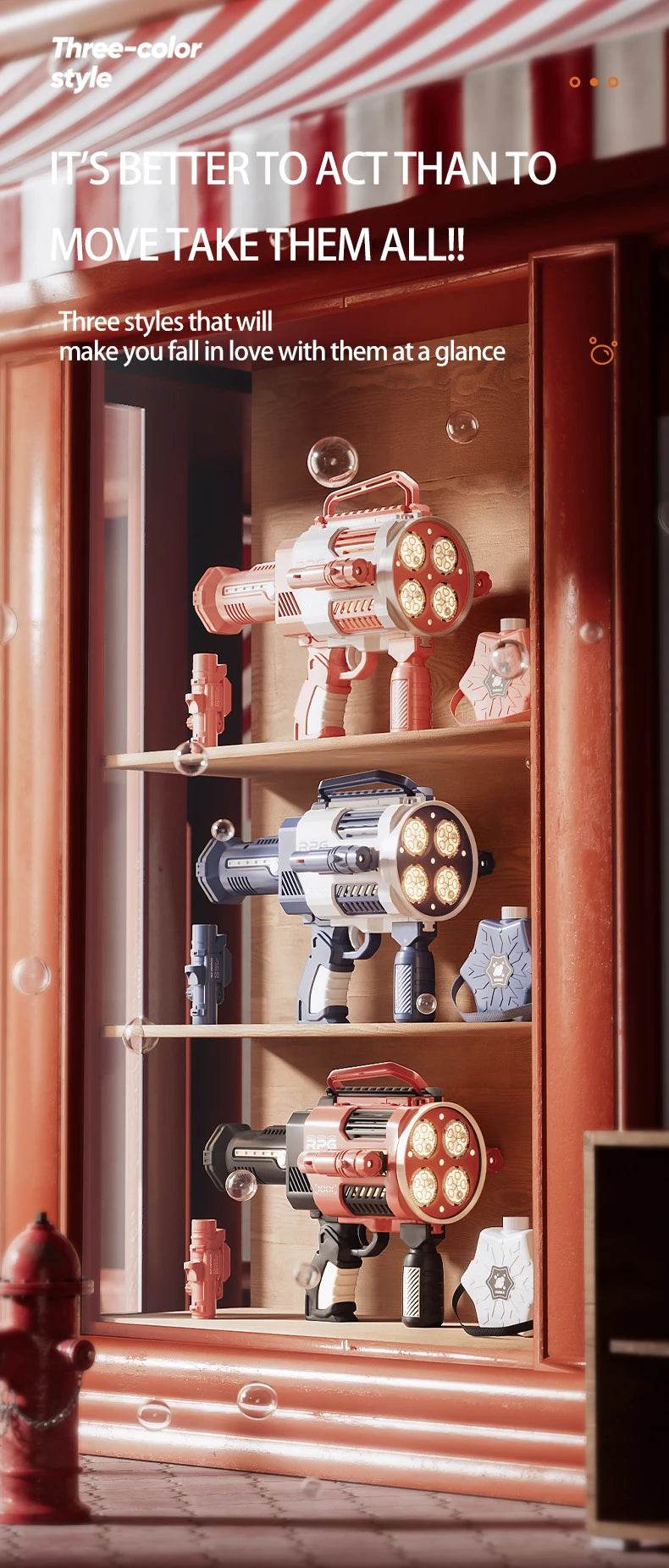 Rechargable Automatic Bubble Machine Gun With Colorful Lights - ToylandEU