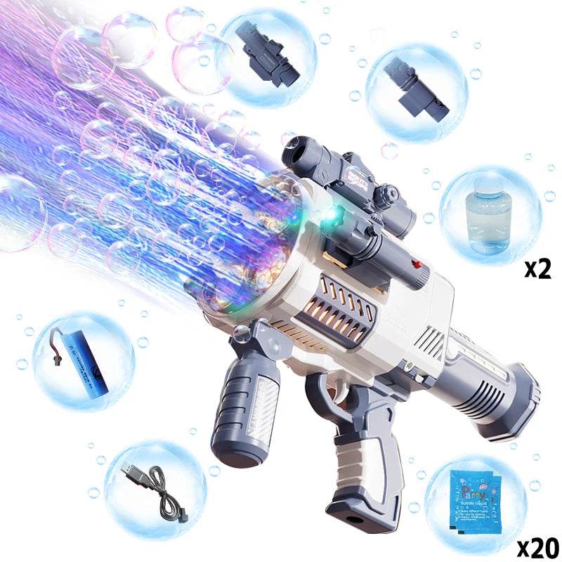 Rechargable Automatic Bubble Machine Gun With Colorful Lights - ToylandEU