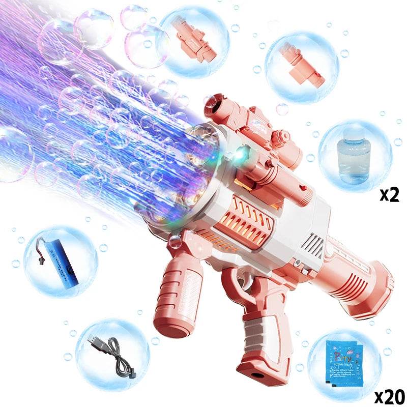 Rechargable Automatic Bubble Machine Gun With Colorful Lights - ToylandEU