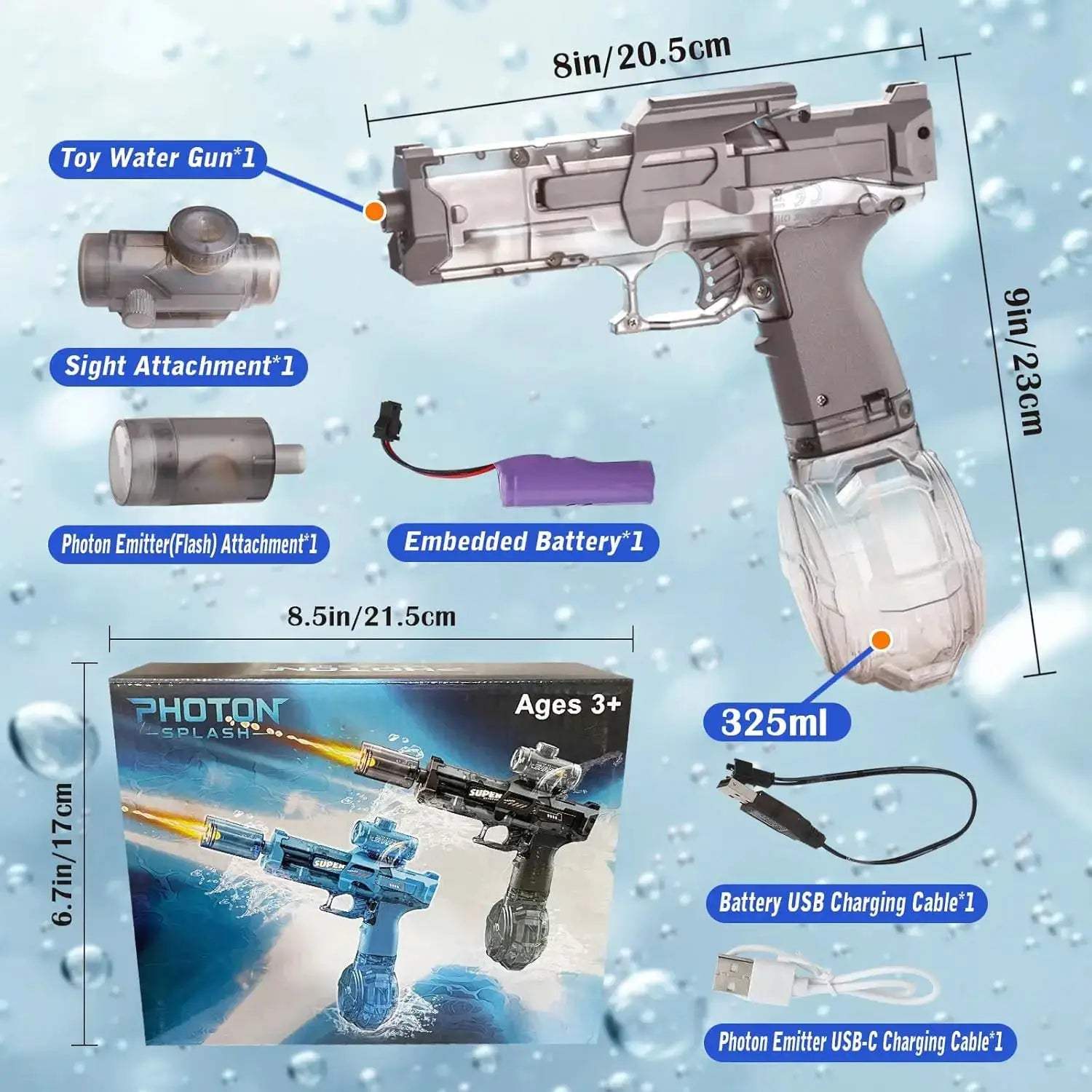  Rechargeable Electric Water Gun With LED Lights 26ft Range -  ToylandEU™