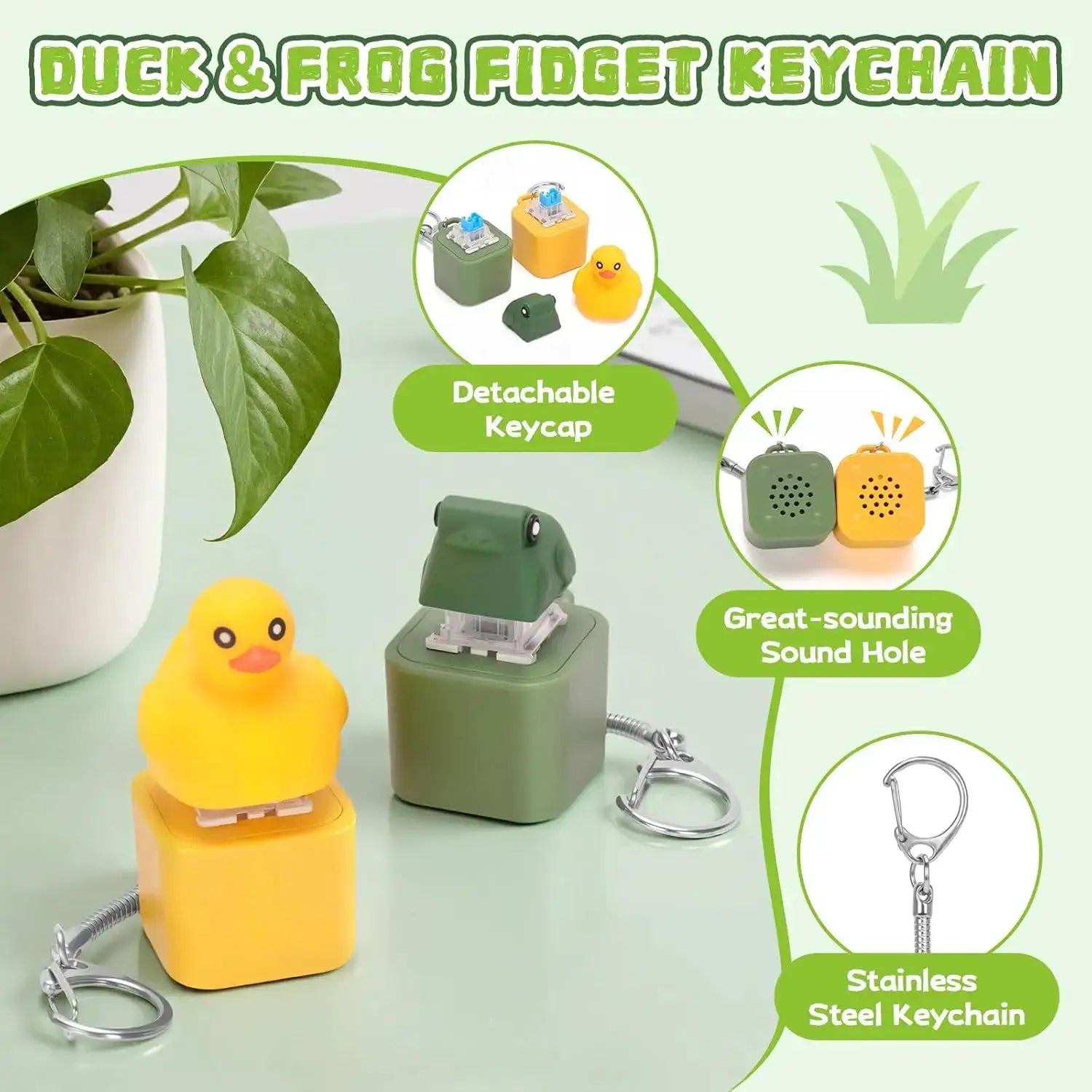  Rechargeable Fidget Keychain Duck Frog LED Light -  ToylandEU™