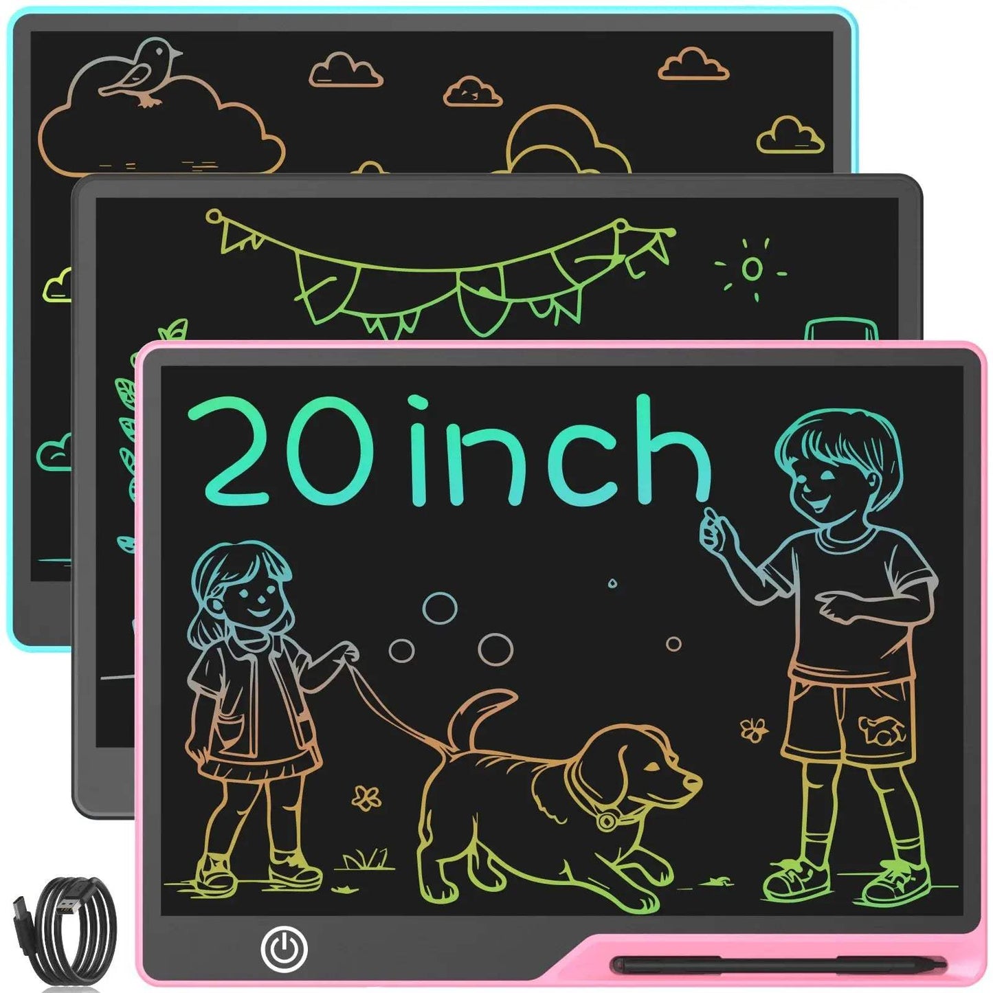 16/20 Inch Rechargeable LCD Writing Tablet Graffiti Board Message Board, Erasable Reusable Electronic Drawing Board for Kids - ToylandEU