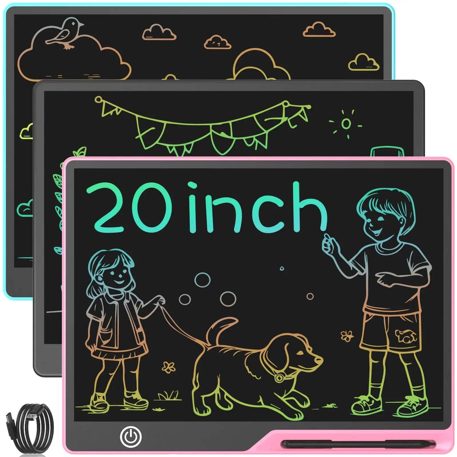 16/20 Inch Rechargeable LCD Writing Tablet Graffiti Board Message Board, Erasable Reusable Electronic Drawing Board for Kids - ToylandEU