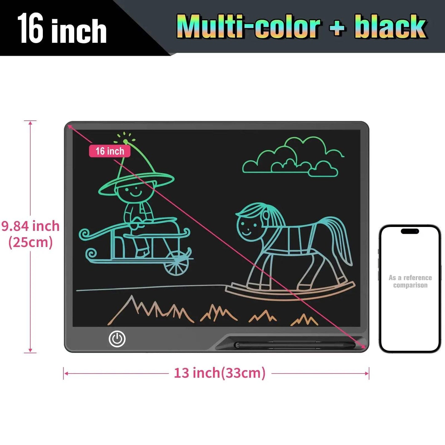 16/20 Inch Rechargeable LCD Writing Tablet Graffiti Board Message Board, Erasable Reusable Electronic Drawing Board for Kids - ToylandEU