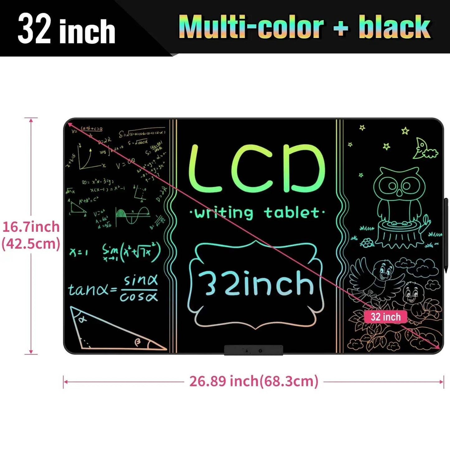32 Inch/20 Inch Rechargeable LCD Writing Tablet, Huge Size Drawing Tablet Doodle Board with Eye-Care Colorful Screen For Kid Toy - ToylandEU
