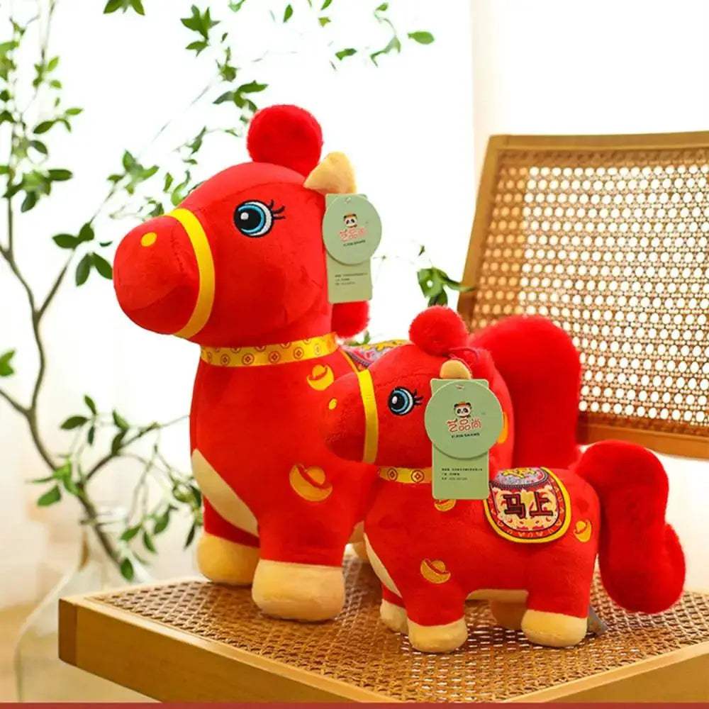 Red Chinese Zodiac Horse Plush Toy for Home Decor Collection - ToylandEU