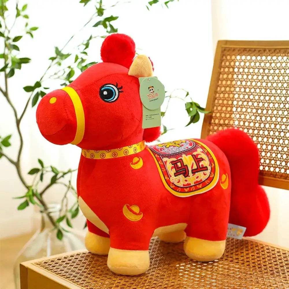 Red Chinese Zodiac Horse Plush Toy for Home Decor Collection - ToylandEU