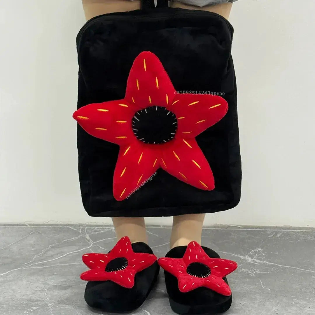 Red Flower Plush Backpack Soft Stuffed Shoulder Bag For Kids - ToylandEU