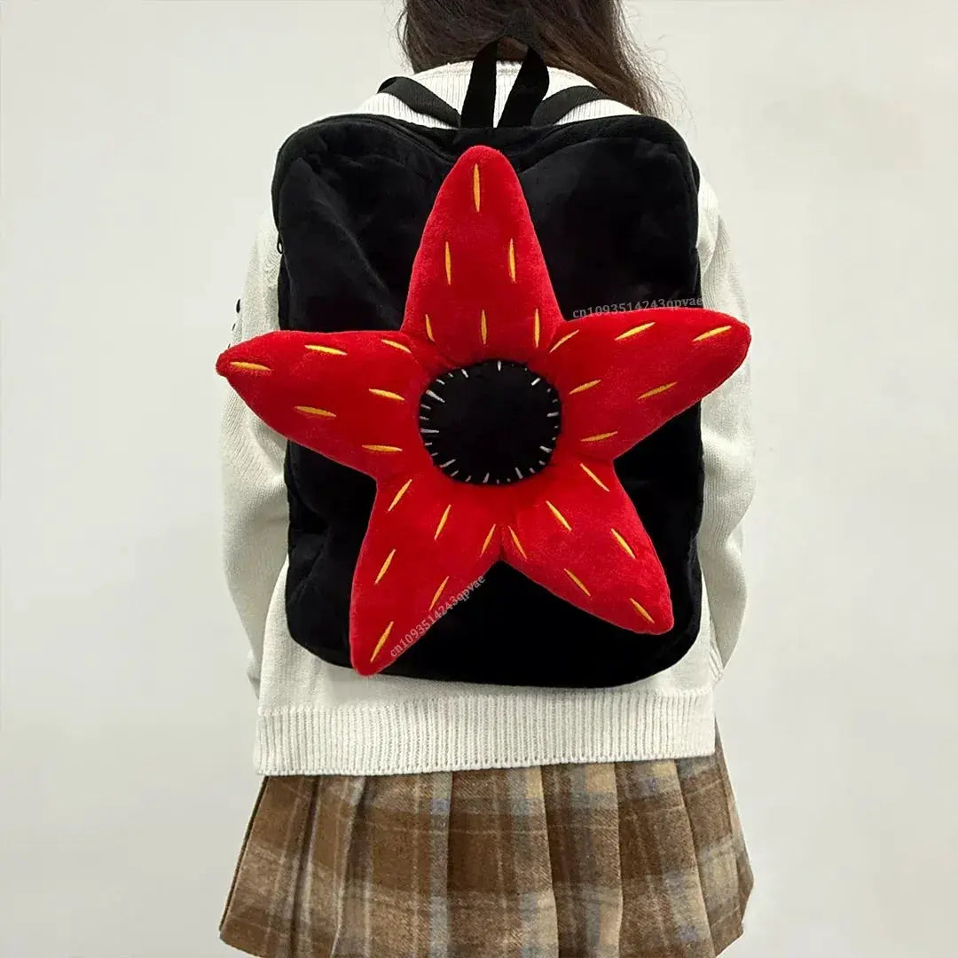 Red Flower Plush Backpack Soft Stuffed Shoulder Bag For Kids - ToylandEU