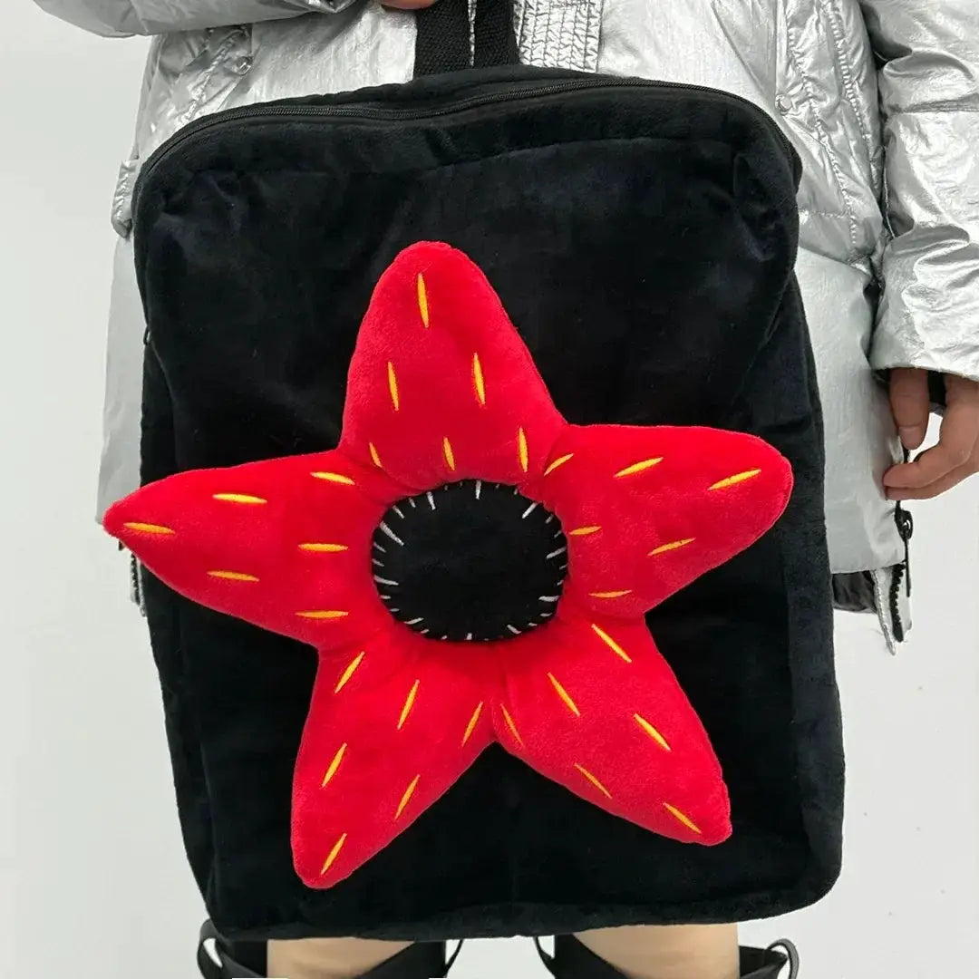 Red Flower Plush Backpack Soft Stuffed Shoulder Bag For Kids - ToylandEU
