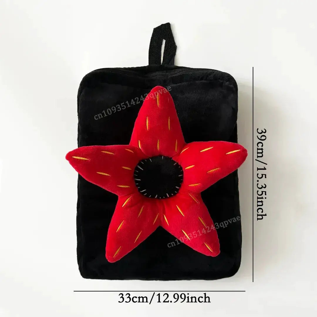 Red Flower Plush Backpack Soft Stuffed Shoulder Bag For Kids - ToylandEU