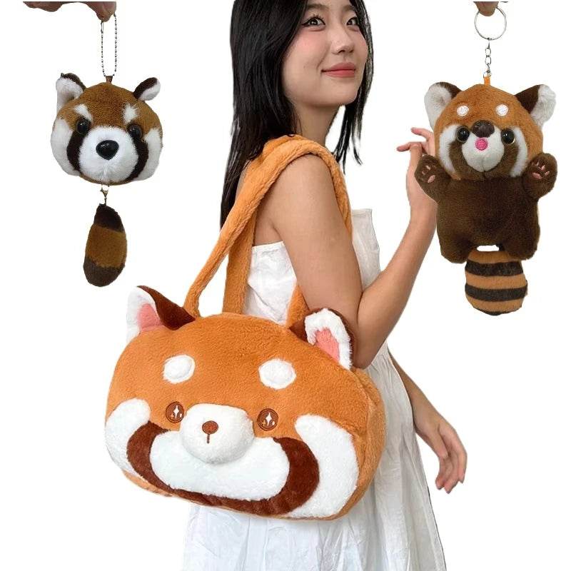 Red Panda Plush Backpack Cute Plushie Doll Women Crossbody Fur Soft Shoulder Bag for Camping Travel Party Female Birthday Gift - ToylandEU