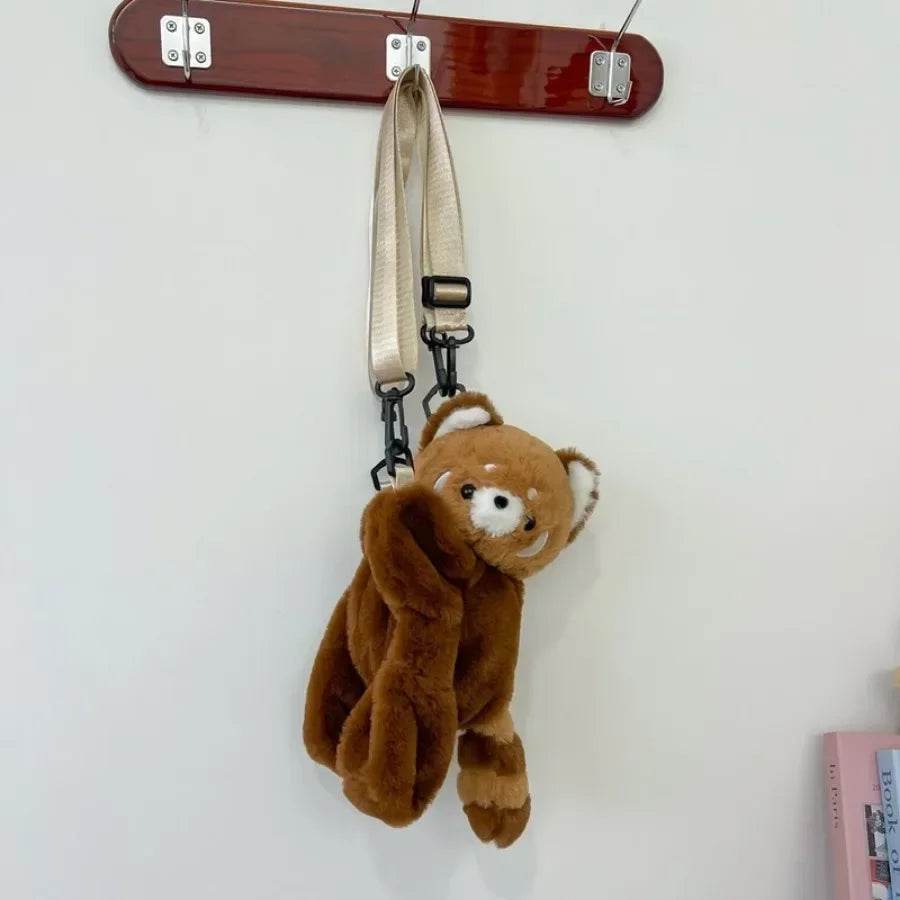 Red Panda Plush Backpack Cute Plushie Doll Women Crossbody Fur Soft Shoulder Bag for Camping Travel Party Female Birthday Gift - ToylandEU