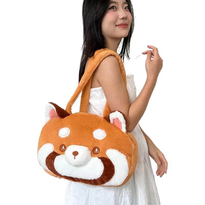 Red Panda Plush Backpack Cute Plushie Doll Women Crossbody Fur Soft Shoulder Bag for Camping Travel Party Female Birthday Gift - ToylandEU