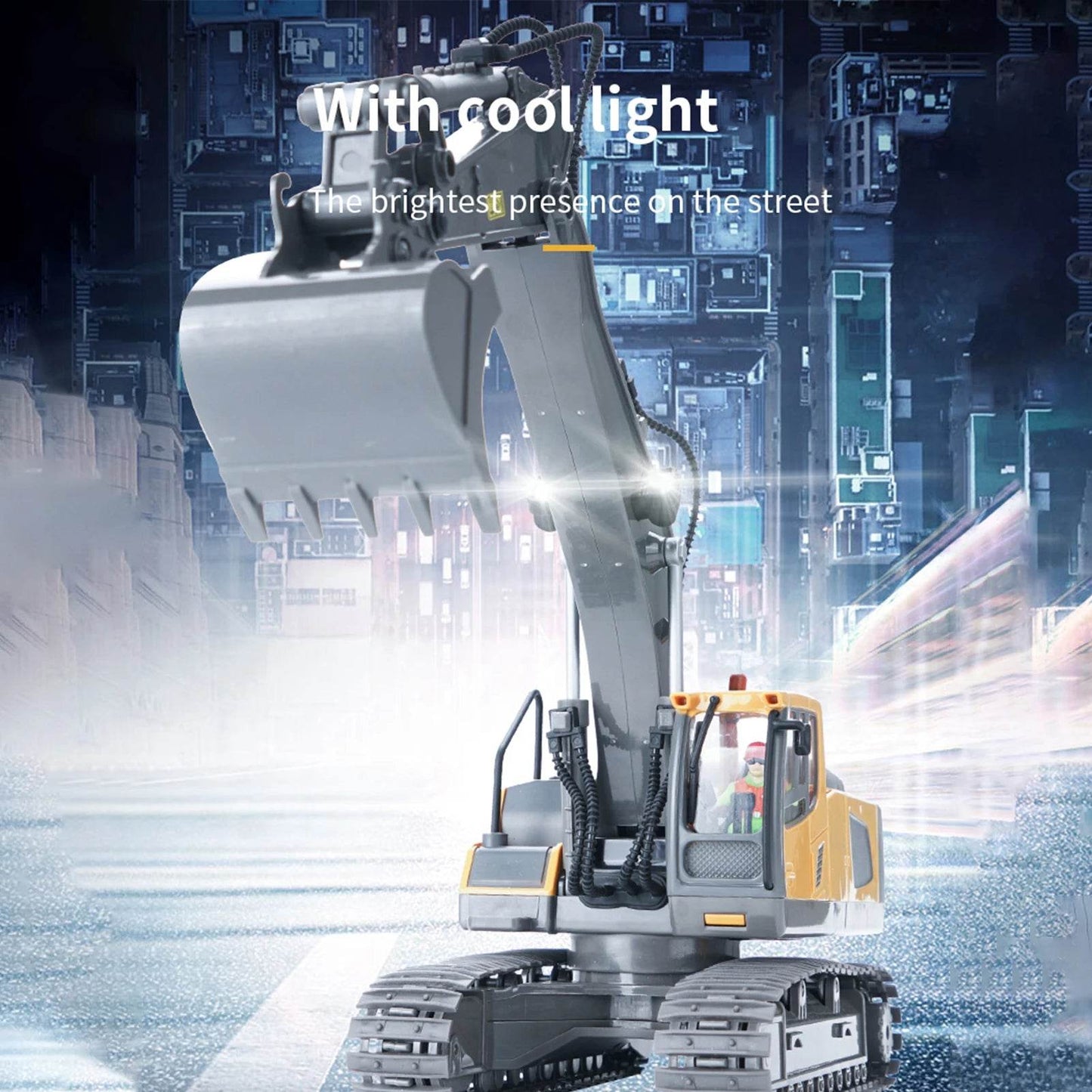 Remote Control 1/20 Scale Excavator Truck with Lights and Music - Educational Engineering Toy for Kids - ToylandEU