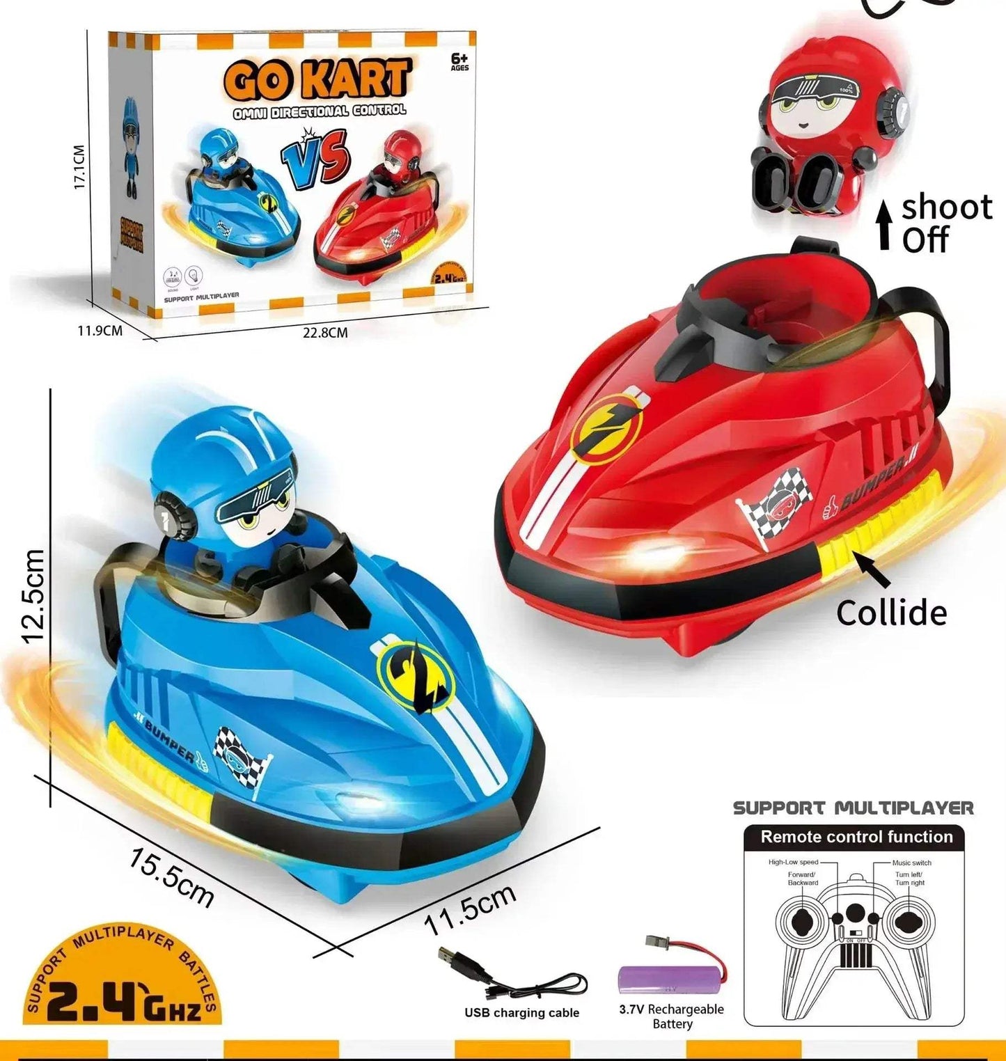 Remote Control Battle Bumper RC Car For Kids Entertainment - ToylandEU