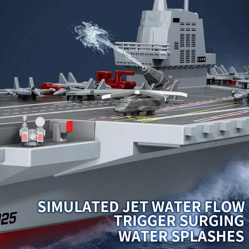 Remote Control Boat 2.4G Water Spraying Battleship For Kids - ToylandEU
