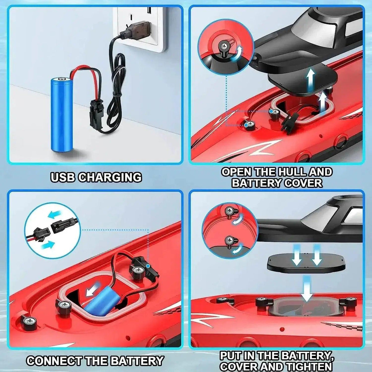  RC High-Speed Electric Remote Control Boat with 2.4G Technology - Double Spiral Pulp Design -  ToylandEU™
