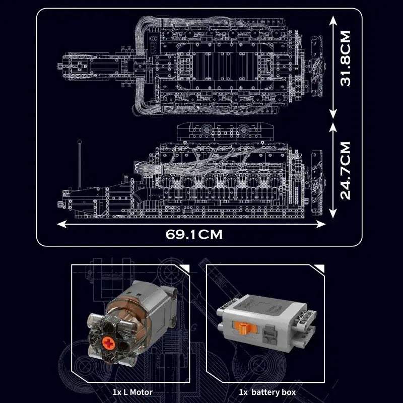 Remote Control Car Building Set With Motorized V12 Engine - ToylandEU