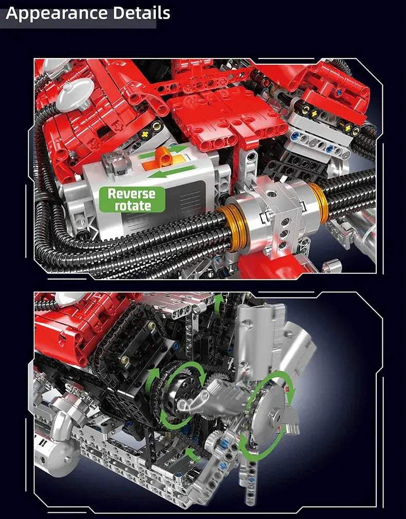 Remote Control Car Building Set With Motorized V12 Engine - ToylandEU