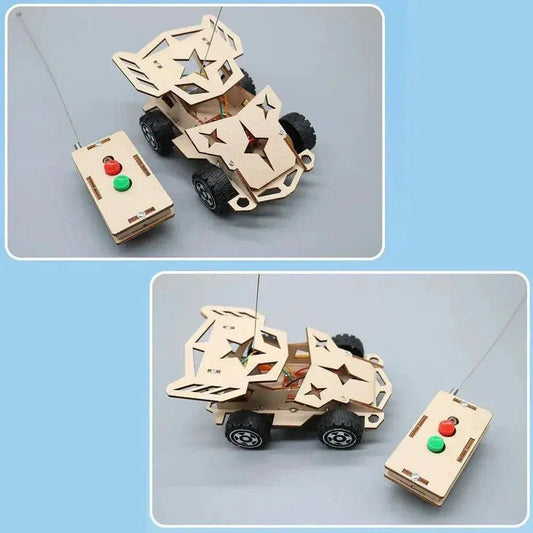  DIY Mini Solar Wireless Remote Control Car Toy Science Educational Toy Assembly RC Toys Wooden Car Vehicle Model For Kids -  ToylandEU™