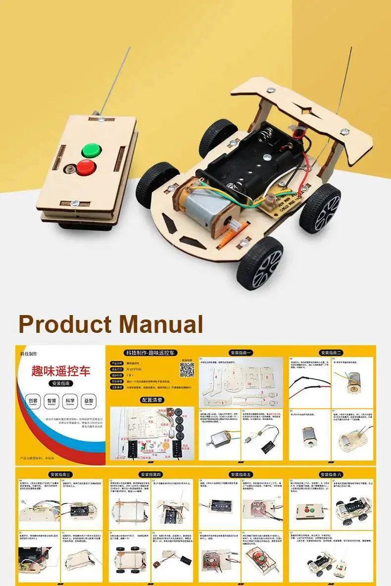  DIY Mini Solar Wireless Remote Control Car Toy Science Educational Toy Assembly RC Toys Wooden Car Vehicle Model For Kids -  ToylandEU™